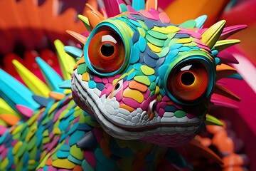 abstract segmented 3D art background of a lizard