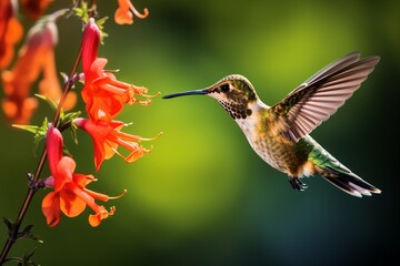 Agile Hummingbird and Flower Ballet