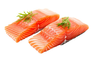 Fresh Salmon Fillets on isolated transparant backgorund