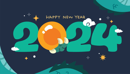 2024 새해 용의 날 이미지 - obrazy, fototapety, plakaty