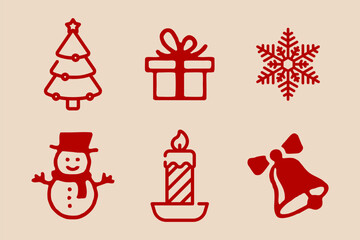 Christmas Celebration Objects collection vector illustration