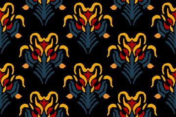 Ethnic abstract ikat art. Seamless pattern in tribal, folk embroidery, and Mexican style. Aztec geometric art ornament print.Design for carpet, wallpaper, clothing, wrapping, fabric, cover, textile