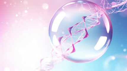 Cosmetic solution concept DNA in a transparent bubble