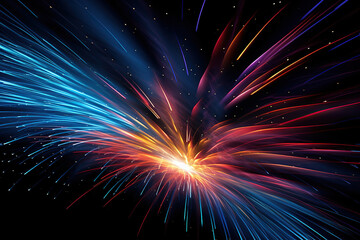 Colorful fireworks on a dark background. Vector illustration for your design. 