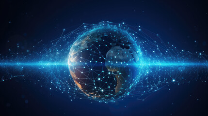 Earth with space, Connection lines around Earth globe, futuristic technology theme background with circles and lines. Concept of internet.futiristic