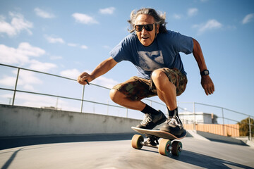 a man riding a skateboard on a skateboard ramp