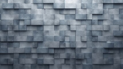 Modern Serenity in Cool Gray Hues. Tiles arranged to create a Natural Stone wall. 3D, Textured Background formed from Polished blocks, Blurred Background, Geometric Surface Wavy Background.