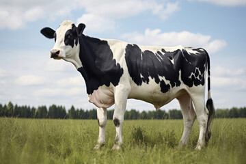 Black and white cow on a pasture