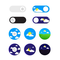 day and night vector icon set. the daytime icon is night. dark and light mode signs and symbols for application user interface and design elements	