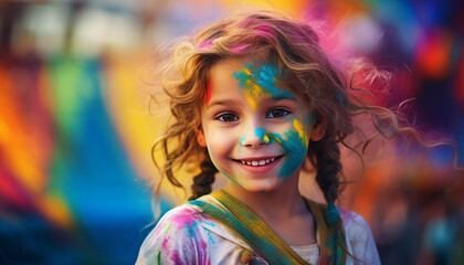 a woman with colorful paint on her face