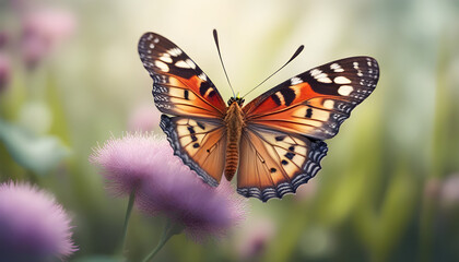 Obraz premium butterfly on flower summer background ai generated 