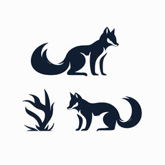 Illustration of minimalist cion sheet outline of a fox