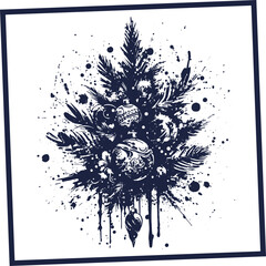 Vector stencil displaying an abstract New Year tree, perfect for embossing on New Year cards, gift packaging, envelopes, and invitations