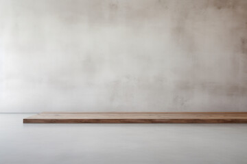 Concrete room with wooden floor with concrete background in the style of minimalism