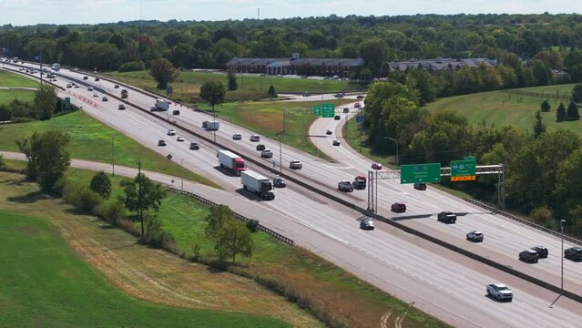 Highway traffic traveling along Interstate 64 in Lexington, Kentucky