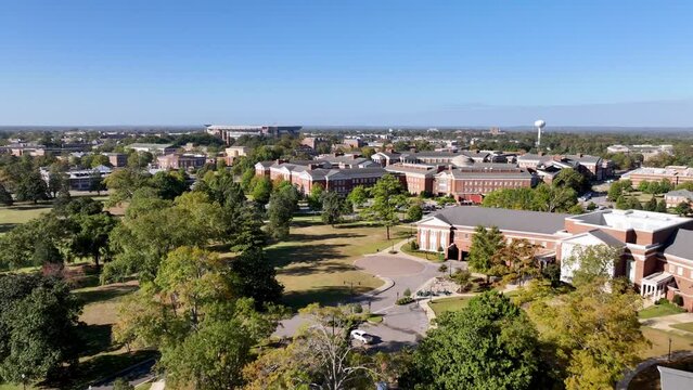 University of Alabama Campus Aerial push in over Campus