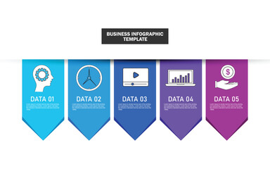 Steps business data visualization timeline process infographic presentation template design with icons