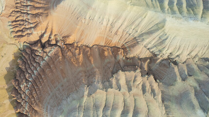Colorful high mountains and a canyon made of clay. A large gorge with different rocks and different...