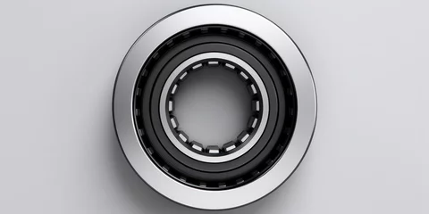 Fotobehang Top view of a blank gear bearing mockup, providing a versatile template for displaying designs or logos on mechanical parts. © Nattadesh