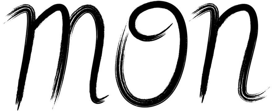 day of the week monday abbreviated handwritten with a brush stroke