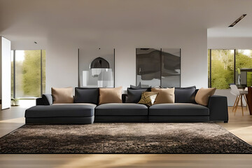 Fototapeta premium Contemporary Residential Livingroom , luxuary modern interior design