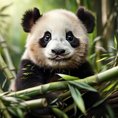 Panda Eating Bamboo: A Playful Moment in Nature
