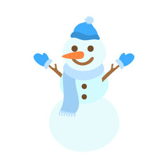 雪だるま。フラットなベクターイラスト。 A snowman. Flat designed vector illustration.