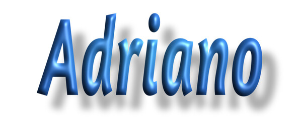 Adriano - writen name - lettering - light blue color, embossed tubular font, transparent background, holiday party design, vector project	