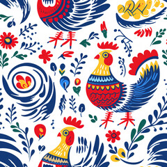 Obraz premium India floral folk art repeat pattern