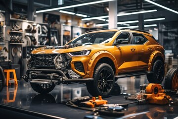 Fototapeta premium Auto mechanic working in garage. Concept banner car repair service,