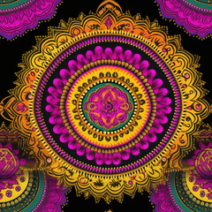 India floral folk art repeat pattern