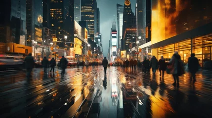 Poster Creative ultra wide angle photography of New York City streets, high blur, long exposure photography, cinematic © koplesya