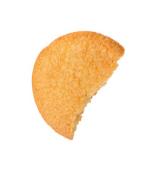 Bitten tasty Danish butter cookie isolated on white