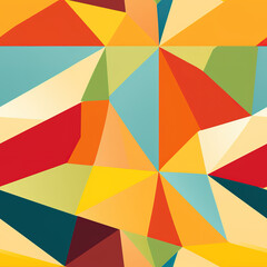 Obraz premium Rainbow kaleidoscopic triangle prisms pyramid cartoon repeat pattern