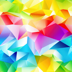 Rainbow kaleidoscopic triangle prisms pyramid cartoon repeat pattern