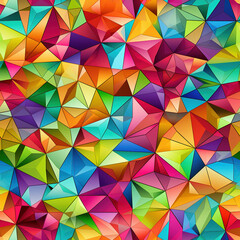 Fototapeta premium Rainbow kaleidoscopic triangle prisms pyramid cartoon repeat pattern