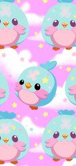 Cute rounded bird with colourful background