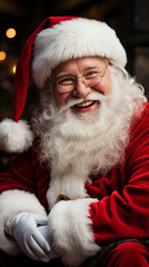 Cheerful Santa Claus Laughing with Joyful Expression

 - obrazy, fototapety, plakaty