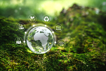 ESG concept ,Sustainable Crystal earth in forest development goal (SDGs) Ideas for Sustainable...