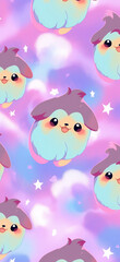 Cute and rounded puppy with colourful background wallpaper