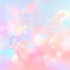 Magic background with rainbow mesh. Cute universe banner in princess colors. Fantasy gradient backdrop with hologram. Holographic magic background with fairy sparkles, stars and blurs.