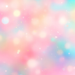 Magic background with rainbow mesh. Cute universe banner in princess colors. Fantasy gradient backdrop with hologram. Holographic magic background with fairy sparkles, stars and blurs.