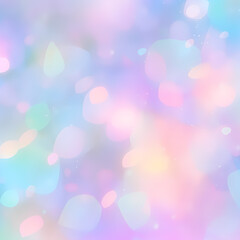 Magic background with rainbow mesh. Cute universe banner in princess colors. Fantasy gradient backdrop with hologram. Holographic magic background with fairy sparkles, stars and blurs.