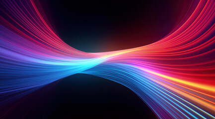 Abstract colorful background of red blue yellow purple colors with smooth lines and glowing waves isolated on black. High quality photo