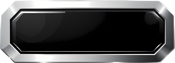 Black buttons with chrome frame. Glossy rectangular buttons. illustration