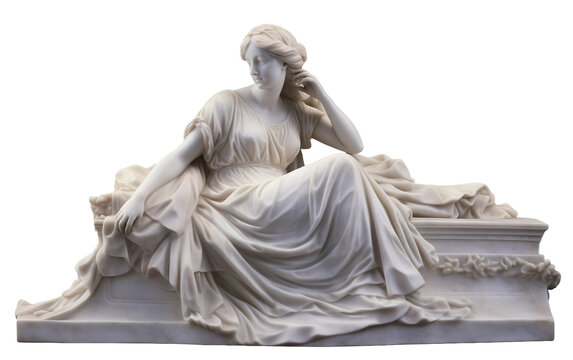 Hand Carved Stunning Marble Statue With Intricate Detailing Isolated on Transparent Background PNG.