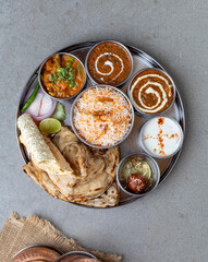 Indian platter thali - Indian food set.