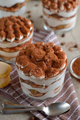 Tiramisu dessert in a glass