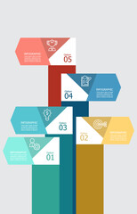vertical steps timeline infographic element report background with business line icon 5 steps
