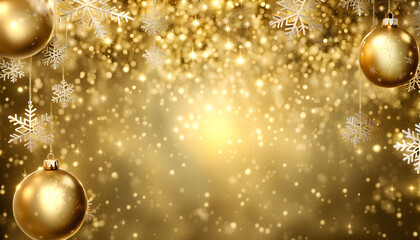 Fototapeta na wymiar Gold sparkling christmas background with snowflakes